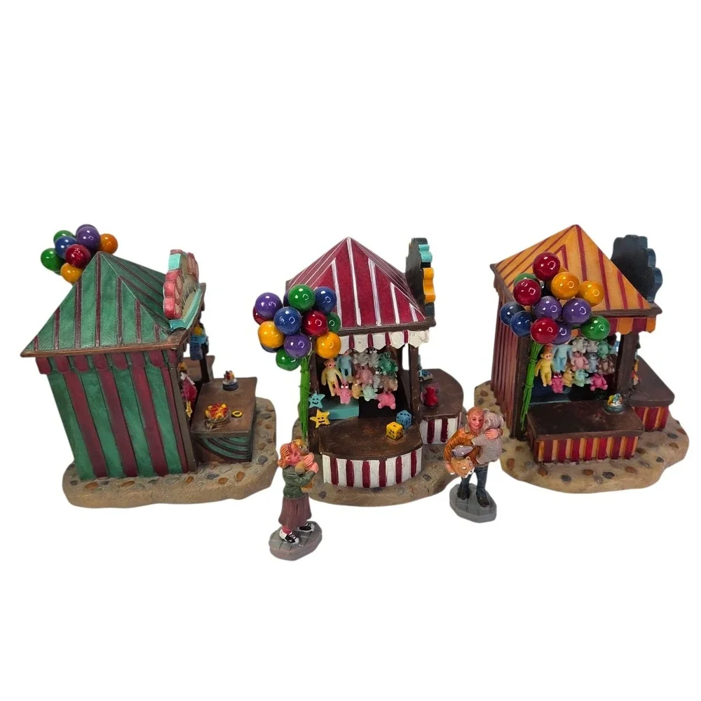 Lemax Carnival Kiosks Christmas Village Fair Game Booths Set 43440 Boxed 2004‎